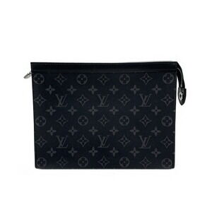 Louis Vuitton Clutch Bag Shoulder Monogram Eclipse Black Pochette Voyage
